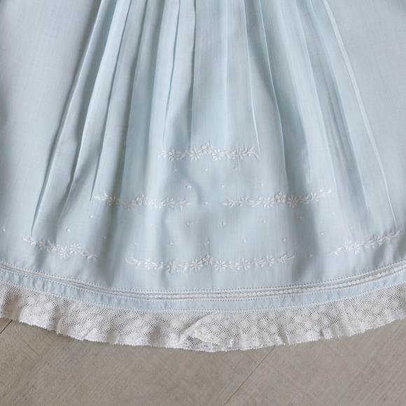 RARE Blue Heirloom Dress & Slip Newborn to 3 Month Feltman Brothers Vintage Lace - Picture 4 of 10